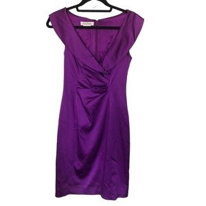 Kay Unger New York Satin Classic Shawl Cocktail Dress